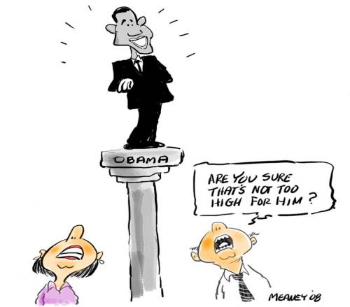 Cartoon: Obama (medium) by John Meaney tagged high,up,look