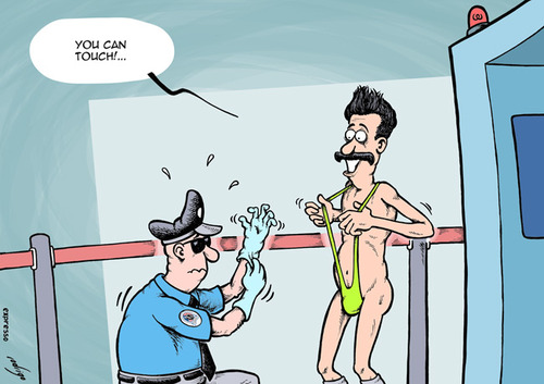 Cartoon: Airport security terror (medium) by rodrigo tagged airport,security,body,scan,touch,junk,borat,privacy,terror