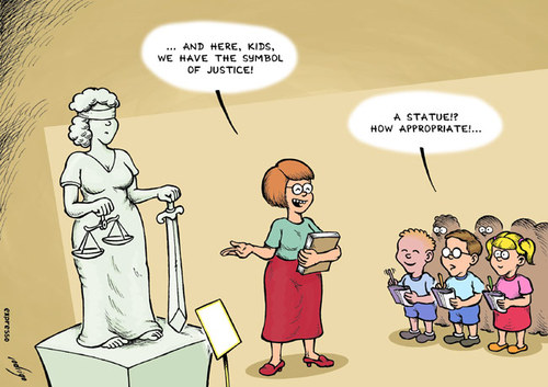 Cartoon: Blind Justice (medium) by rodrigo tagged justice,society,crime,trial,school,kids,professor,teacher
