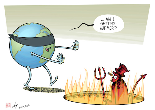 Cartoon: Blind planet.s buff (medium) by rodrigo tagged environment,world,planet,earth,globalwarming,climatechange,extremeweather,heatwave,urgent,ocean,pollution,air,economy,society,health,international,politics,carbon,climate,weather,heat,environment,world,planet,earth,globalwarming,climatechange,extremeweather,heatwave,urgent,ocean,pollution,air,economy,society,health,international,politics,carbon,climate,weather,heat