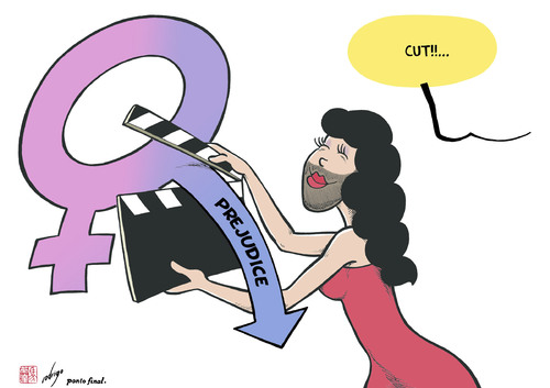 Cartoon: Conchita Wurst cuts (medium) by rodrigo tagged gay,homosexual,transsexual,homophobia,drag,queen,eurovision,prejudice