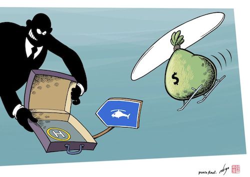 Cartoon: Corruption flies high (medium) by rodrigo tagged corruption,politics,economy,crime,business,police,money,laundering,abuse,power,third,world,taxes,offshores,banks