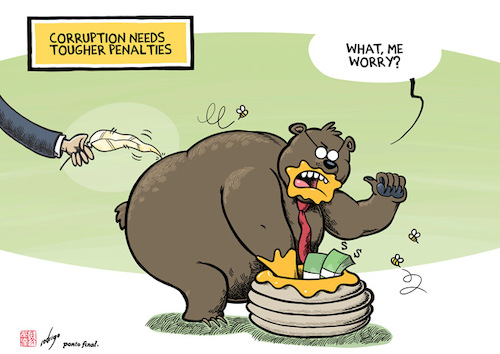 Cartoon: Corruption pays off (medium) by rodrigo tagged corruption,society,crime,economy,bribe,money,fraud,taxes,rich,politics