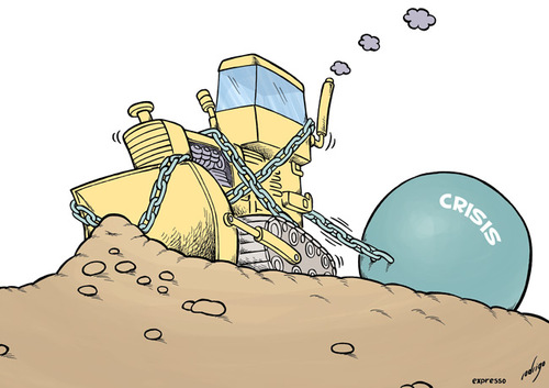 Cartoon: Credit crisis halts construction (medium) by rodrigo tagged credit,crisis,construction,bank,finance,recession,economy