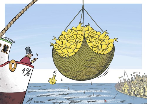 Cartoon: Economic Inequality (medium) by rodrigo tagged economic,inequality,rich,poor,gap,davos,percent