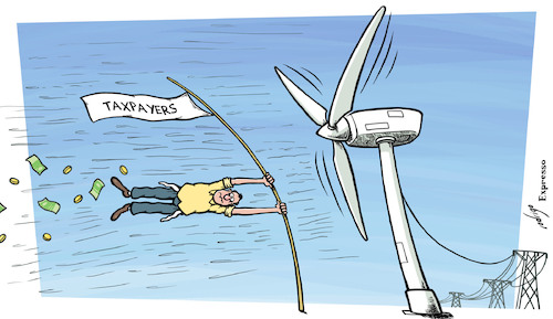 Cartoon: Energy cleaning (medium) by rodrigo tagged energy,solar,sun,wind,green,tax,subsidy,clean,ecology,earth,pollution,environment,sustainable,renewable,global,warming