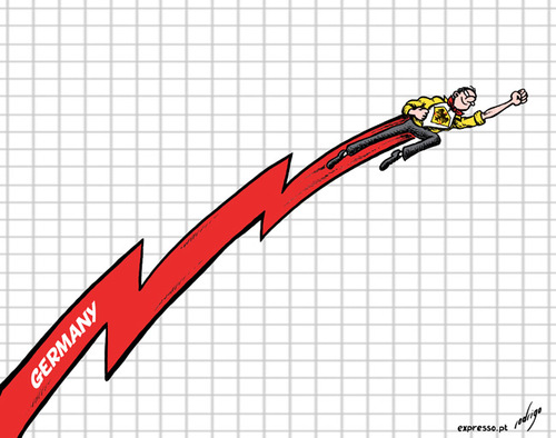 Cartoon: Germany rebounds (medium) by rodrigo tagged germany,economic,crisis,recovery,finance,company,business