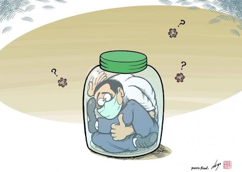 Cartoon: Isolate to prevent (medium) by rodrigo tagged covid19,coronavirus,pandemic,epidemic,face,masks,world,medical,health,sanitary,crisis,international,politics,society,people,hospitals,social,distancing,isolation,lockdown