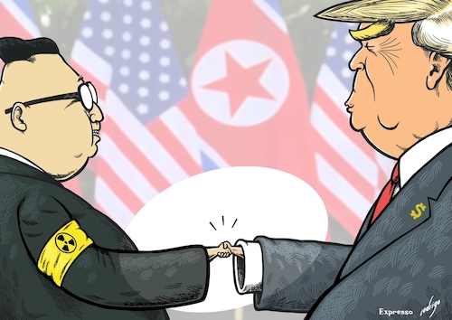 Cartoon: Little agreement (medium) by rodrigo tagged north,korea,donald,trump,kim,jongun,usa,diplomacy,nuclear,economy,peace,talks,summit,international,politics,asia,pacific