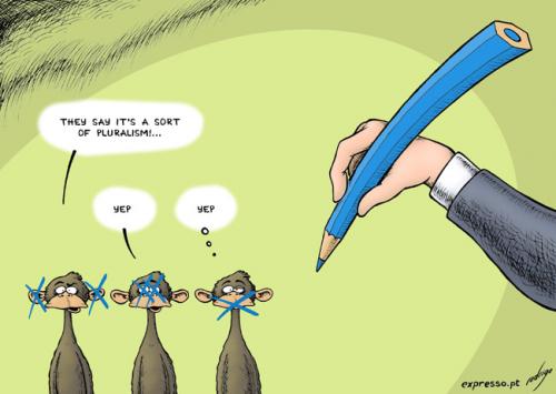 Cartoon: Modern censorship (medium) by rodrigo tagged censorship,information,manipulation,politics,corruption,image,marketing