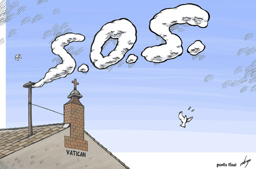 Cartoon: New pope chosen... (medium) by rodrigo tagged pope,francis,catholic,church,religion,vatican,papal,conclave,god