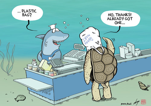 Cartoon: Plastific Ocean (medium) by rodrigo tagged plastic,pollution,environment,life,earth,education,recycling,ocean,sea,turtles,sharks,whales,fish,nature,ecology