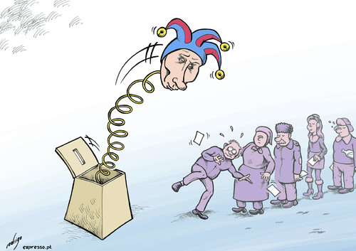 Cartoon: Putinocracy (medium) by rodrigo tagged minister,prime,democracy,election,putin,vladimir,russia