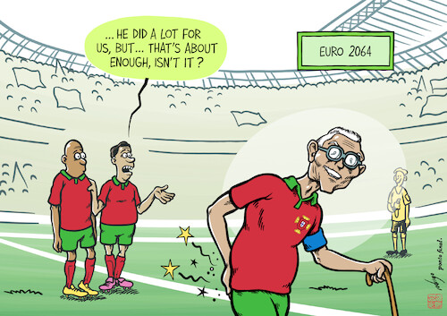 Cartoon: Ronoldo (medium) by rodrigo tagged sport,football,cristianoronaldo,uefa,fifa,portugal,france,penalties,euro2024,player,soccer,ronaldo,cr7,worldcup,worldcup2026,international,old,age,retirement,elderly,sport,football,cristianoronaldo,uefa,fifa,portugal,france,penalties,euro2024,player,soccer,ronaldo,cr7,worldcup,worldcup2026,international,old,age,retirement,elderly