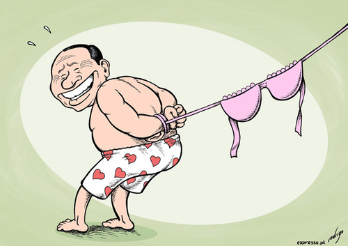 Cartoon: Silvio Bordelusconi (medium) by rodrigo tagged silvio,berlusconi,italy,prostitution,protest,rally,scandal,sexual,prime,minister,pm