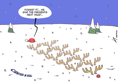 Cartoon: Snow storm in the pockets (medium) by rodrigo tagged shopping,claus,santa,christmas,bailout,debt,recession,europe,union,european,eu,portugal,ireland,crisis