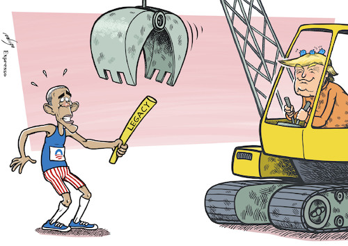Cartoon: Trumpsition (medium) by rodrigo tagged us,usa,united,states,president,barack,obama,donald,trump,white,house,politics