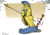 Cartoon: Achilles heel of world economy (small) by rodrigo tagged european union eu world economy finance euro recession crisis achilles heel