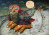 Cartoon: Owl and moon (small) by Guido Vedovato tagged owl moon animals nature naive landscape birds