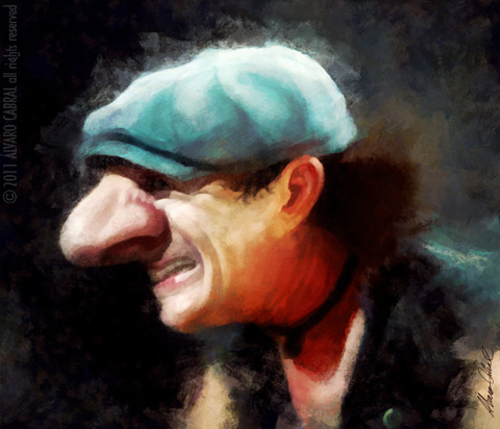 Cartoon: Brian Johnson (medium) by alvarocabral tagged caricature,acdc,rock