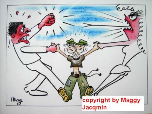 Cartoon: Divorced parents (medium) by Mag tagged parents,problem,contest,education,culture