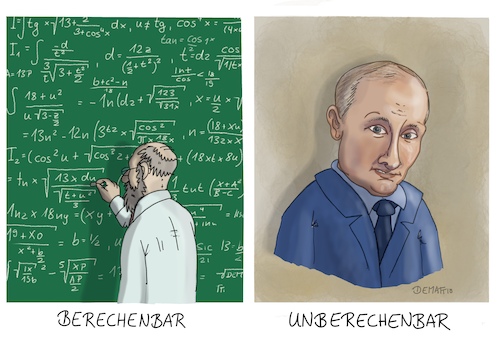 Cartoon: Russische Mathematik (medium) by Rainer Demattio tagged putin,politik,rechnung,unmöglich,mathe,math2022,mathematik,berechenbarkeit,unberechenbar,lösung,formel,professor,tafel,universität,schule,gleichung,integrale,cosinus,sinus,tangens,doktor,lehrstuhl,krise,atomwaffen,krieg,russland,diktator,präsident,putin,politik,rechnung,unmöglich,mathe,math2022,mathematik,berechenbarkeit,unberechenbar,lösung,formel,professor,tafel,universität,schule,gleichung,integrale,cosinus,sinus,tangens,doktor,lehrstuhl,krise,atomwaffen,krieg,russland,diktator,präsident