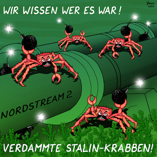 Cartoon: Beweis! (medium) by Yavou tagged krustentiere,meer,krabben,stalin,stalinkrabben,meerestiere,nordstream,zwei,terroranschlag,sabotage,pipeline,ostsee,erdgas,gas,energie,krebse,krustentiere,ozean,meer,krabben,stalin,stalinkrabben,nordstream,zwei,terroranschlag,sabotage,pipeline,ostsee,erdgas,gas,energie,krebse