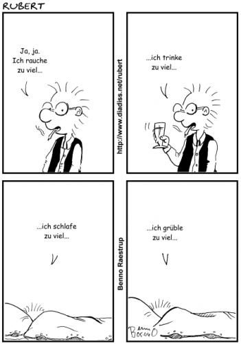 Cartoon: Zu viel (medium) by benno tagged denken,grübeln,trinken,rauchen