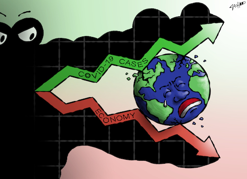 Cartoon: Coronavirus and Economy (medium) by cartoonistzach tagged coronavirus,covid19,pandemic,economy,health,world,coronavirus,covid19,pandemic,economy,health,world