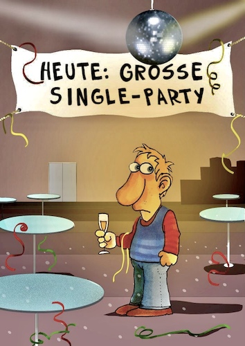 Cartoon: Single Party (medium) by GYMMICK tagged single,party,ausgangsbeschränkung,quaranzmtäne,corona,feiern,liebe,date,dating