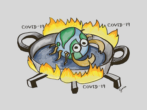 Cartoon: COVID -19 (medium) by Gamika tagged covid,19,corona
