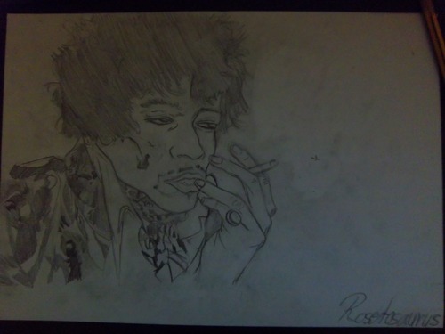 Cartoon: Jimi Hendrix (medium) by Rosetosaurus tagged legend,pencil,hendrix,jimi,musican