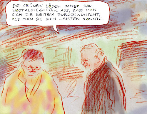 Cartoon: nostalgisch (medium) by Bernd Zeller tagged grüne