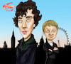 Cartoon: BBC Sherlock (small) by Marycaricature tagged sherlock,detective,bbc,benedict,cumberbatch,martin,freeman