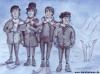 Cartoon: Musik - The Beatles1964 - 1993 (small) by Portraits-Karikaturen tagged die,beatles,1964,bei,den,dreharbeiten,zu,ihrem,film,helpjohn,lasseter