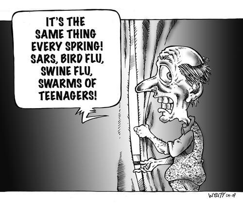 Cartoon: FLU PARANOIA (medium) by wyattsworld tagged pandemic