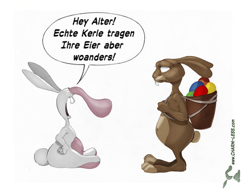 Cartoon: Rüsselhase vs Osterhase (medium) by Charmless tagged rüsselhase,osterhase,eier