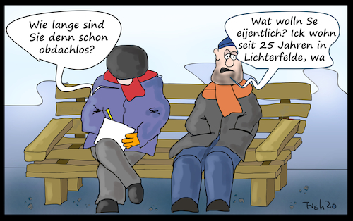 Cartoon: Berlin zählt Obdachlose (medium) by Fish tagged berlin,obdachlos,zählen,arm,armut,obdachloser,sozialhilfe,winternotprogramm