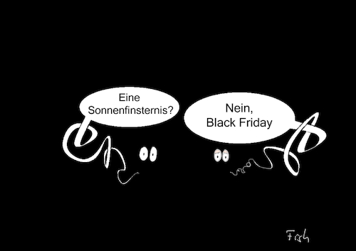 Cartoon: Black Friday (medium) by Fish tagged black,friday,usa,konsum,kaufen,sonderangebote,schnäppchen,günstig,billig,angebote,sonnenfinsternis,internet