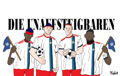 Cartoon: Die Unaufsteigbaren (medium) by Fish tagged hsv,zweite,liga,erste,aufstieg,hamburg,fussball,unaufsteigbar