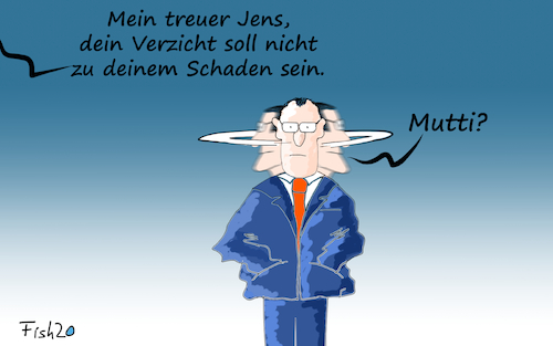 Cartoon: Spahns Verzicht (medium) by Fish tagged spahn,jens,verzicht,cdu,vorsitz,vorsitzender,kanzler,vizekanzler,schaden,bundeskanzler,merkel,akk,merz,laschet,röttgen