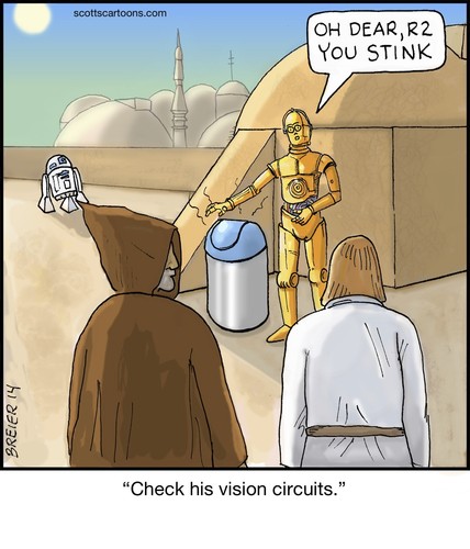 Cartoon: c3p0 (medium) by noodles tagged c3p0,star,wars,luke,skywalker,obi,wan,kenobi