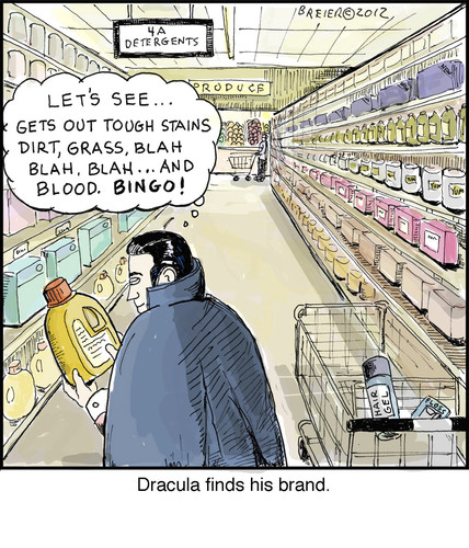 Cartoon: Dracula (medium) by noodles tagged dracula,detergent,supemarket,blood,stains,noodles