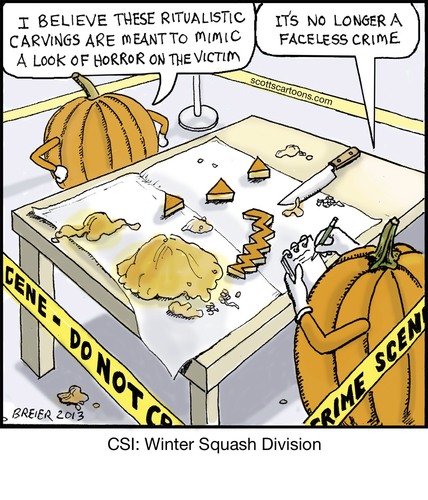 Cartoon: Faceless Crime (medium) by noodles tagged halloween,pumpkins,crime,scene,winter,squash,victims,noodles