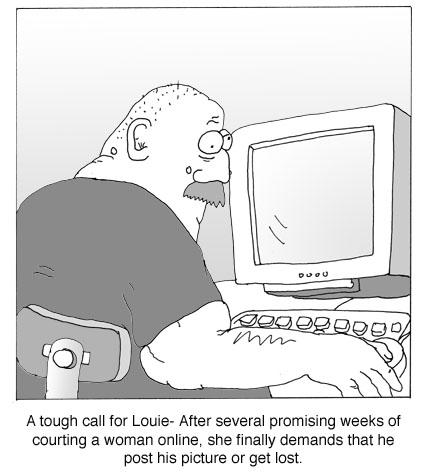 Cartoon: internet dating (medium) by noodles tagged dating,computer,cartoon