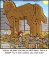 Cartoon: Trojan Horse (small) by noodles tagged trojan horse virus norton mcafee computer