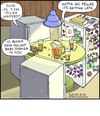 Cartoon: Whipped Fridge (small) by noodles tagged refrigerator,beer,guys,night,out,married,single,noodles