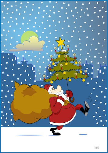 Cartoon: Beschirmt (medium) by Pinella tagged weihnachten,weihnachtsmann,tannenbaum
