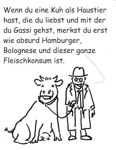 Cartoon: Kuh als Haustier (medium) by Stefan von Emmerich tagged haustier,tierwohl,fleischkonsum,vegetarier