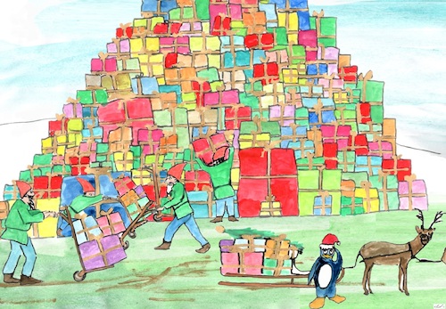 Cartoon: So viele Geschenke (medium) by Stefan von Emmerich tagged weihnachtspinguin
